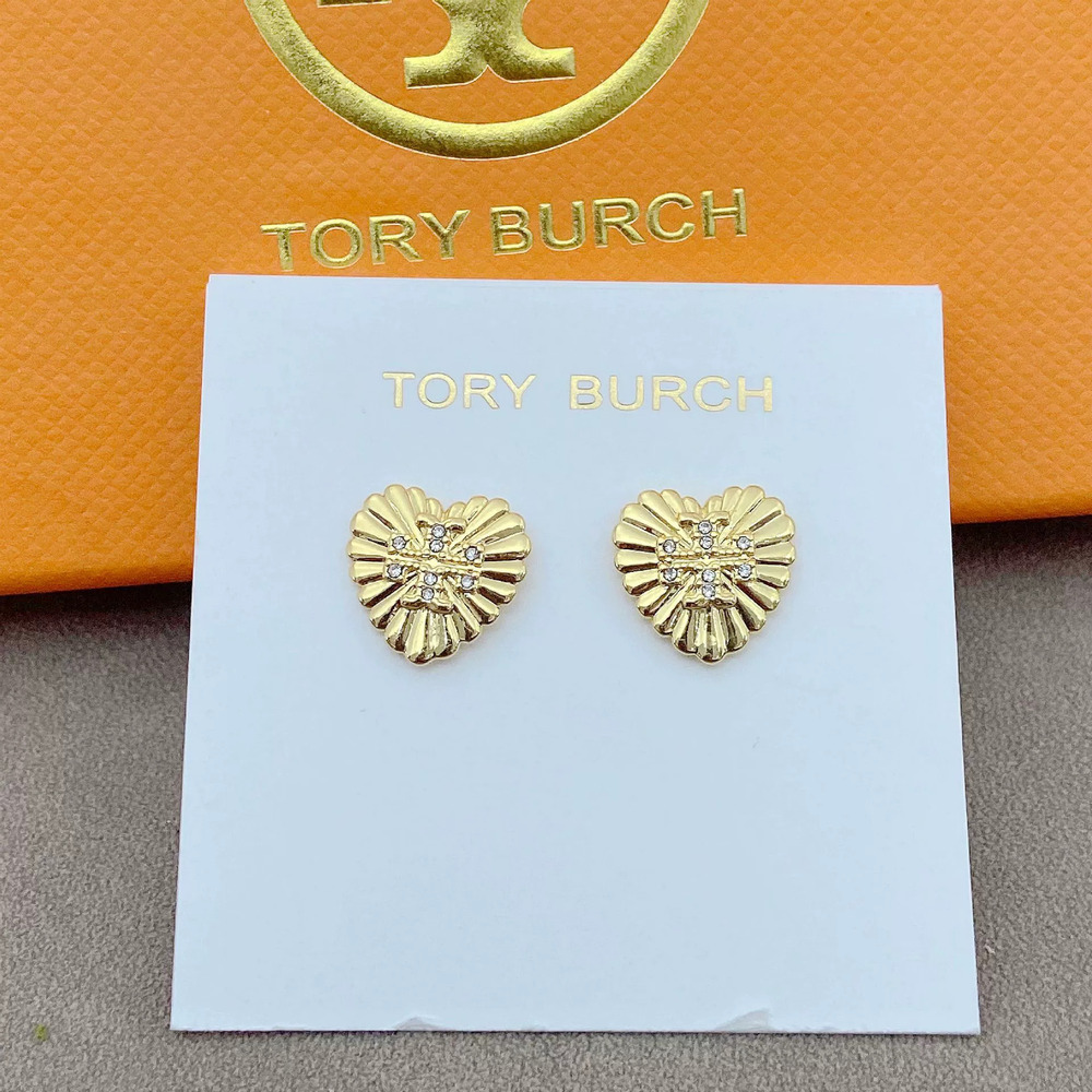 Tory Burch Letter Heart Stud Earrings